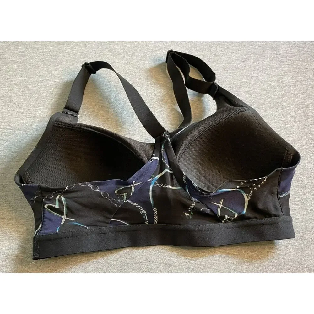 Victoria's Secret Sport Bra Incredible Lightweight 32C Black with Blue/White